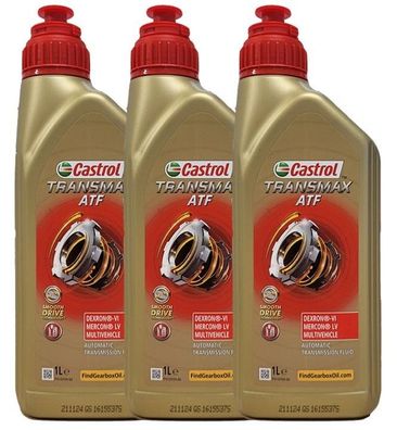Castrol Transmax ATF Dexron VI Mercon Multivehicle 3x1 Liter