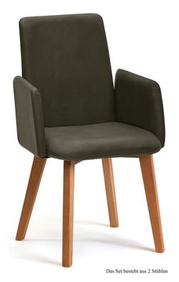 Armlehnstuhl (2er-Set) Darcie 52x92x60 Eiche geölt/Khaki