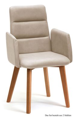 Armlehnstuhl (2er-Set) Darelle 52x92x60 Eiche geölt/Natur