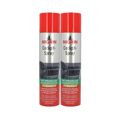 2x Nigrin Cockpit Spray Vanille Sprühdose 400 ml Cockpitreiniger