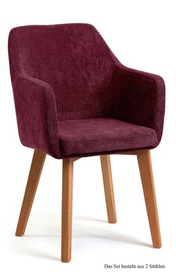Armlehnstuhl (2er-Set) Darleen 57x87x60 Eiche geölt/Marsala