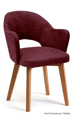 Armlehnstuhl (2er-Set) Darsie 59x87x61 Eiche geölt/Marsala