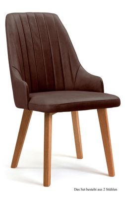 Esszimmerstuhl (2er-Set) Daryl 52x91x60 Eiche geölt/Braun