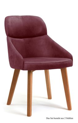 Esszimmerstuhl (2er-Set) Dasya 52x82x63 Eiche geölt/Marsala