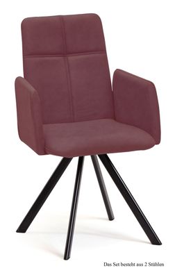 Armlehnstuhl (2er-Set) Dawna 52x92x60 Schwarz/Marsala