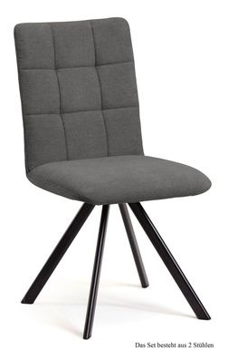 Esszimmerstuhl (2er-Set) Dayla 47x91x60 Schwarz/Grau