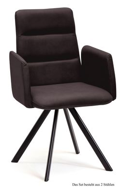 Armlehnstuhl (2er-Set) Deane 52x92x60 Schwarz/Espresso