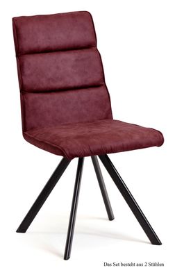 Esszimmerstuhl (2er-Set) Ddene 47x92x60 Schwarz/Marsala