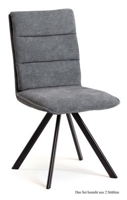 Esszimmerstuhl (2er-Set) Debbi 47x92x60 Schwarz/Grau
