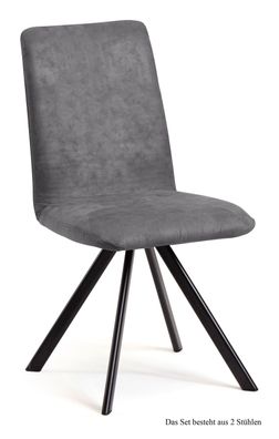Esszimmerstuhl drehbar (2er-Set) Denny 47x92x60 Schwarz/Grau