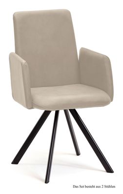 Armlehnstuhl drehbar (2er-Set) Denys 52x92x60 Schwarz/Natur