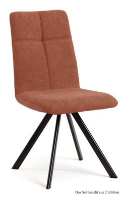 Esszimmerstuhl drehbar (2er-Set) Deryl 47x92x60 Schwarz/Cognac