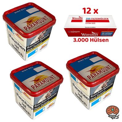 Paramount Volumentabak Giga Box 3x 230g, Winston Extra Hülsen