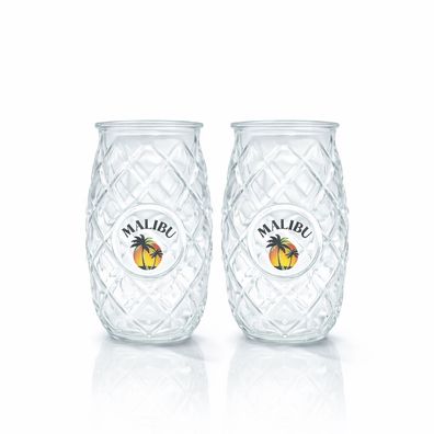 Malibu Glas Gläser Set - 2er Set | Original Markengläser | Ideal für Cocktails & Long