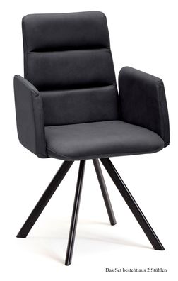 Armlehnstuhl drehbar (2er-Set) Desta 52x92x60 Schwarz/Anthrazit