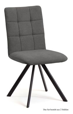 Esszimmerstuhl drehbar (2er-Set) Despa 47x91x60 Schwarz/Grau
