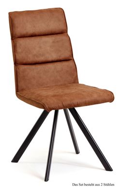 Esszimmerstuhl drehbar (2er-Set) Dessa 47x92x60 Schwarz/Cognac