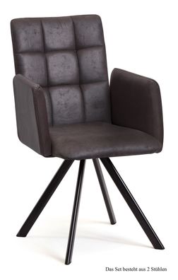 Armlehnstuhl drehbar (2er-Set) Despo 52x91x60 Schwarz/Espresso
