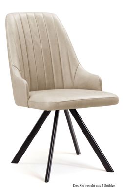 Esszimmerstuhl drehbar (2er-Set) Devyn 52x91x60 Schwarz/Natur