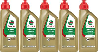 9,96€/ l Castrol Power 1 Scooter 2T 5 x 1 Ltr teilsynthetisches 2-Takt Öl für Roller