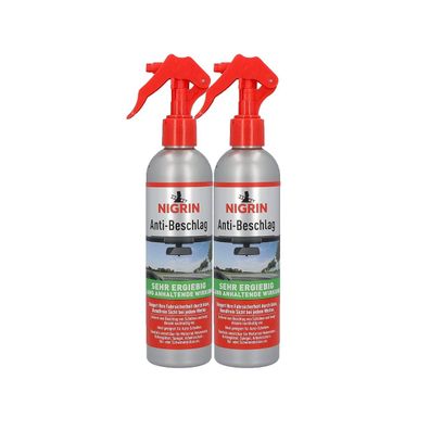 2x NIGRIN Anti Beschlag Pumpzerstäuber 300ml - Klare Sicht für Auto & Scheiben