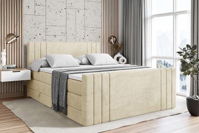Boxspringbett mit Matratze, Topper, Polsterbett mit Bettkasten IDRIKO-Z KING