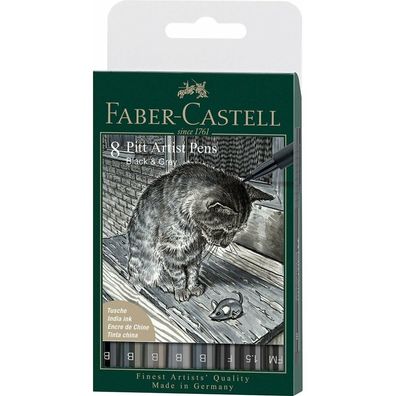 Faber-Castell - Pitt Artist Pen Pinsel Tusche grau & schwarz 8ct (167171)