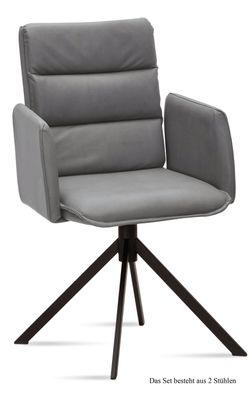 Armlehnstuhl (2er-Set) Dulci 52x92x60 Schwarz/Grau