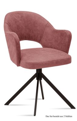 Armlehnstuhl (2er-Set) Dunja 59x87x61 Schwarz/Rosewood