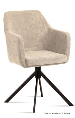 Armlehnstuhl (2er-Set) Dulcy 57x87x60 Schwarz/Natur