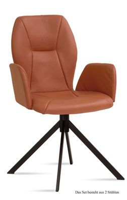 Armlehnstuhl (2er-Set) Davita 58x92x60 Schwarz/Cognac