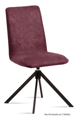 Esszimmerstuhl drehbar (2er-Set) Deanne 47x92x60 Schwarz/Marsala