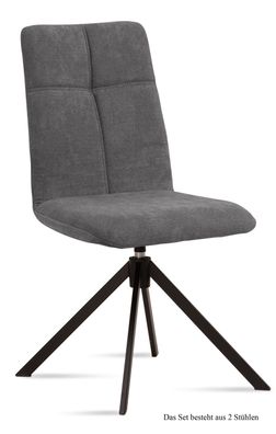 Esszimmerstuhl drehbar (2er-Set) Debbie 47x92x60 Schwarz/Grau