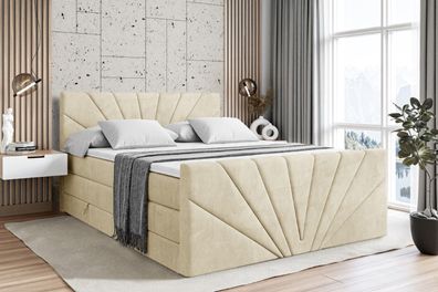 Boxspringbett mit Matratze, Topper, Polsterbett mit Bettkasten MILTIO-Z KING