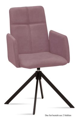 Armlehnstuhl drehbar (2er-Set) Debera 52x92x60 Schwarz/Rosewood