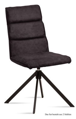 Esszimmerstuhl drehbar (2er-Set) Deedea 47x92x60 Schwarz/Espresso