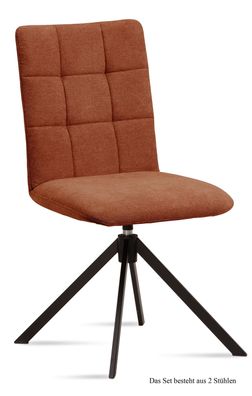 Esszimmerstuhl drehbar (2er-Set) Debora 47x91x60 Schwarz/Cognac