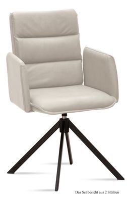 Armlehnstuhl drehbar (2er-Set) Delila 52x92x60 Schwarz/Natur
