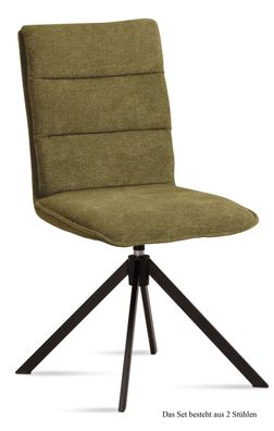 Esszimmerstuhl drehbar (2er-Set) Dekava 47x92x60 Schwarz/Olivgrün