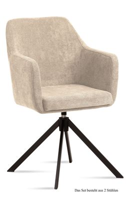 Armlehnstuhl drehbar (2er-Set) Denice 57x87x60 Schwarz/Natur