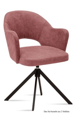 Armlehnstuhl drehbar (2er-Set) Denies 59x87x61 Schwarz/Rosewood