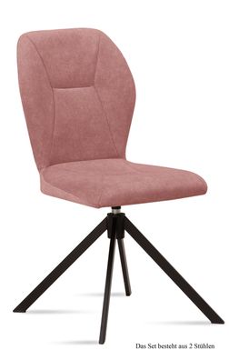 Esszimmerstuhl drehbar (2er-Set) Denyse 51x92x60 Schwarz/Rosewood