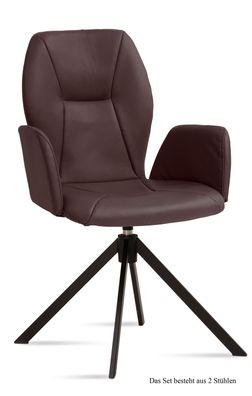 Armlehnstuhl drehbar (2er-Set) Deonne 58x92x60 Schwarz/Braun