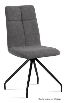 Esszimmerstuhl (2er-Set) Detava 47x92x60 Schwarz/Grau