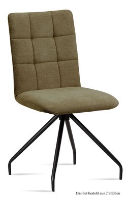 Esszimmerstuhl (2er-Set) Devera 47x91x60 Schwarz/Olivgrün