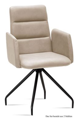 Armlehnstuhl (2er-Set) Devora 52x92x60 Schwarz/Natur