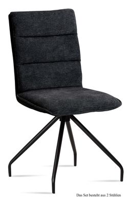 Esszimmerstuhl (2er-Set) Dianna 47x92x60 Schwarz/Anthrazit