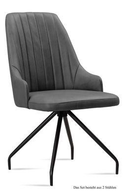 Esszimmerstuhl (2er-Set) Dilara 52x91x60 Schwarz/Grau