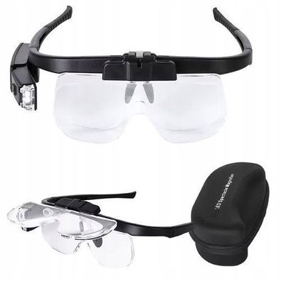 Rosfix Lupenbrille mit LED – 1.5x–4.5x Vergrößerung | USB, 3 Linsen Set