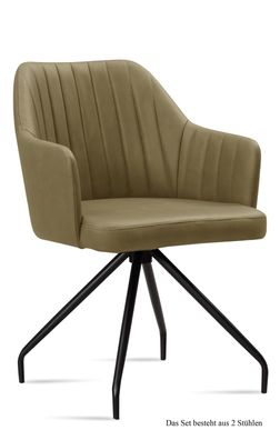 Armlehnstuhl (2er-Set) Dinara 58x81x60 Schwarz/Olivgrün